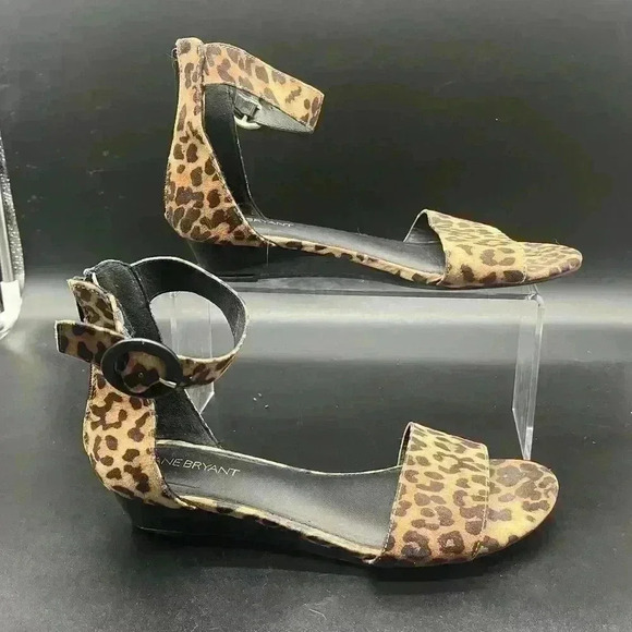 Lane Bryant leopard print ankle strap sandals womens 8 - Picture 1 of 8